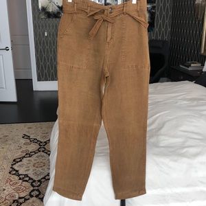 C&C California High Rise Camel Linen Blend Pants, Small